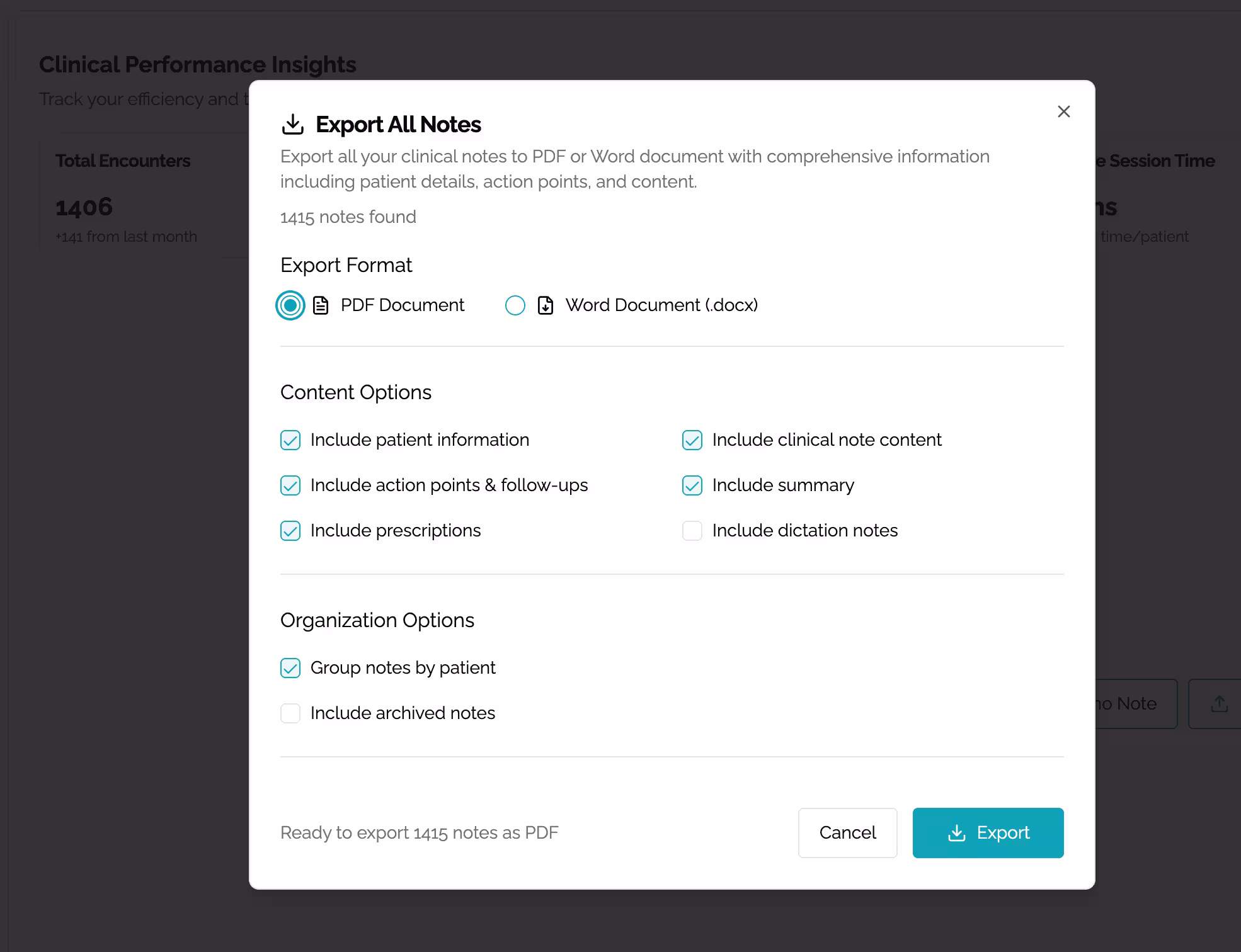 PDF & export